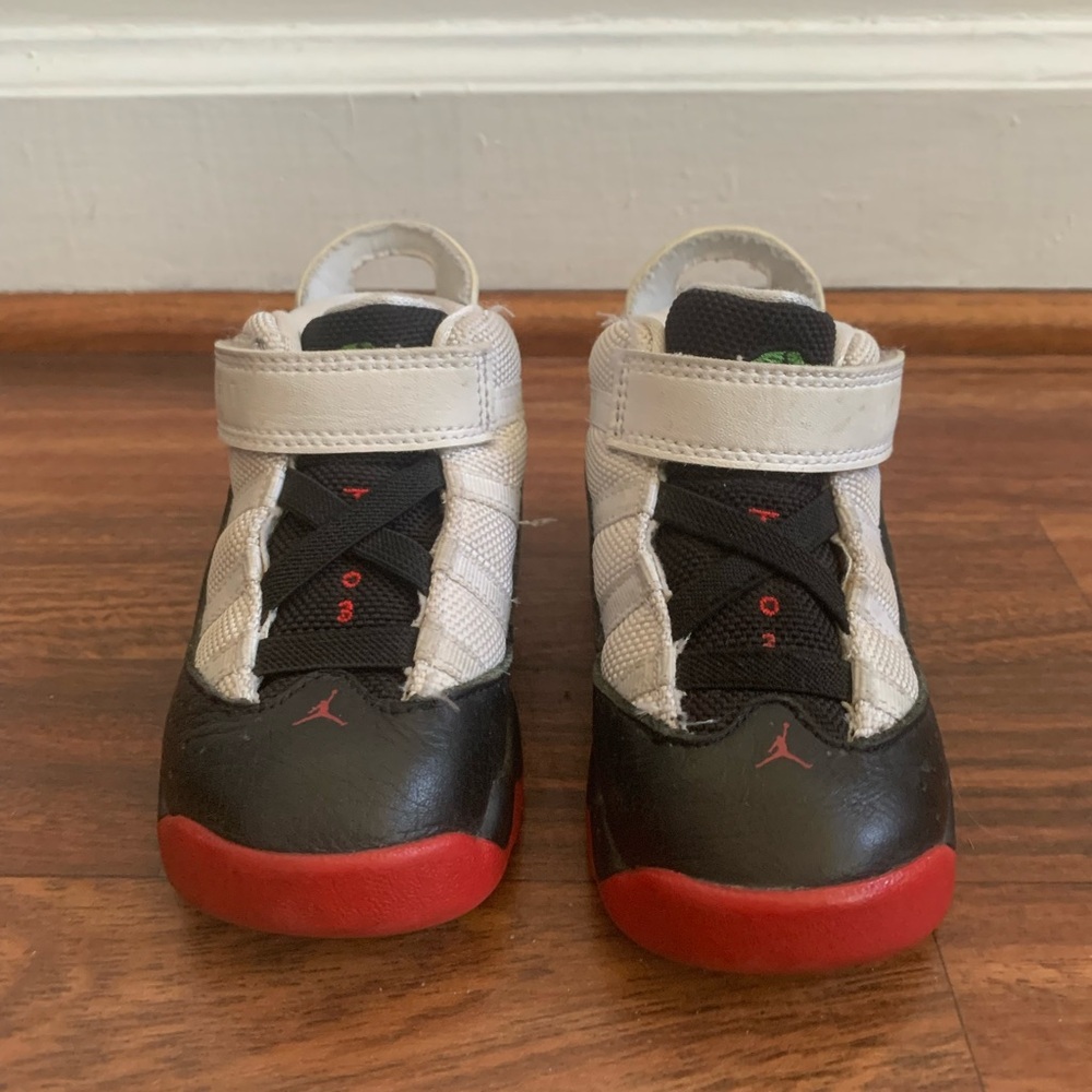 Nike Jordan 6 Rings toddler Sneakers Sz 7C Black White Red Shoes